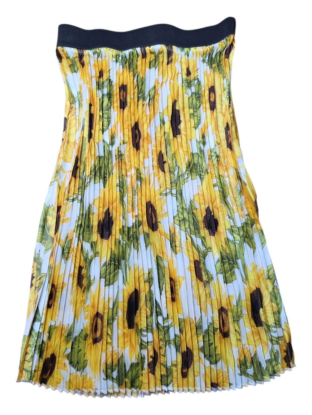 LULAROE | Jill Pleated Elastic‎ Waist Sunflower Stretchy Floral Midi Skirt | L